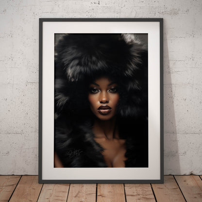 »Elegant Lady with Black Fur 1«