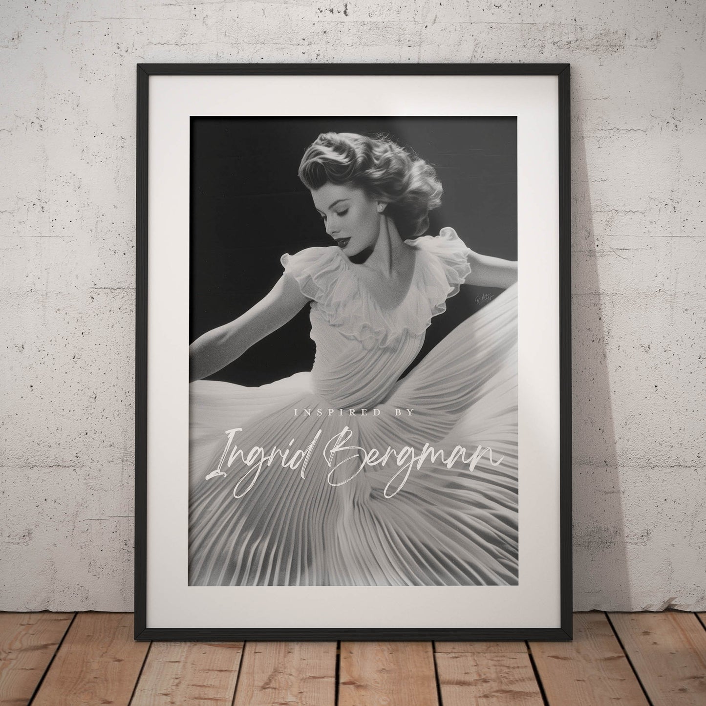 »Ingrid Bergman In White Chiffon Gown« poster