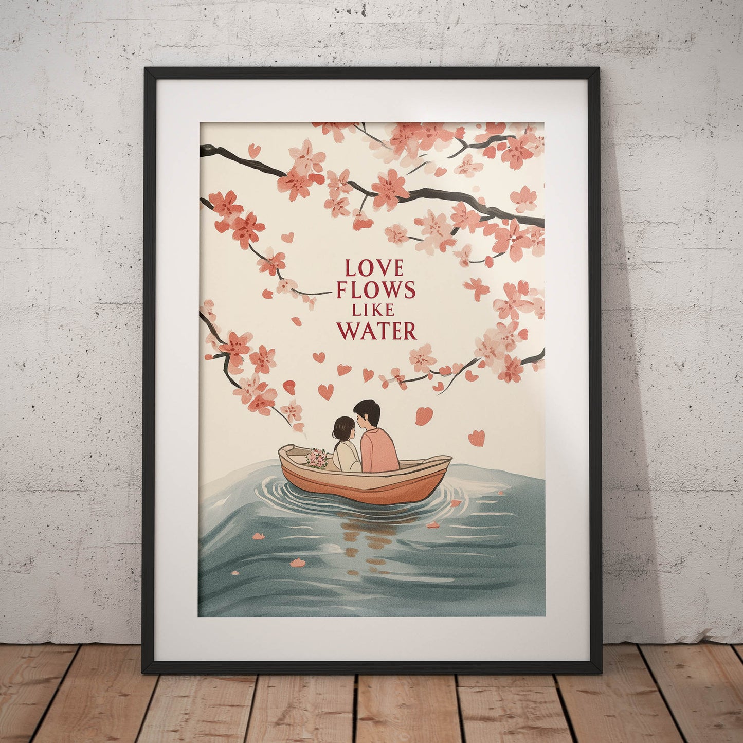 »Love Flows Like Water« romantisk poster