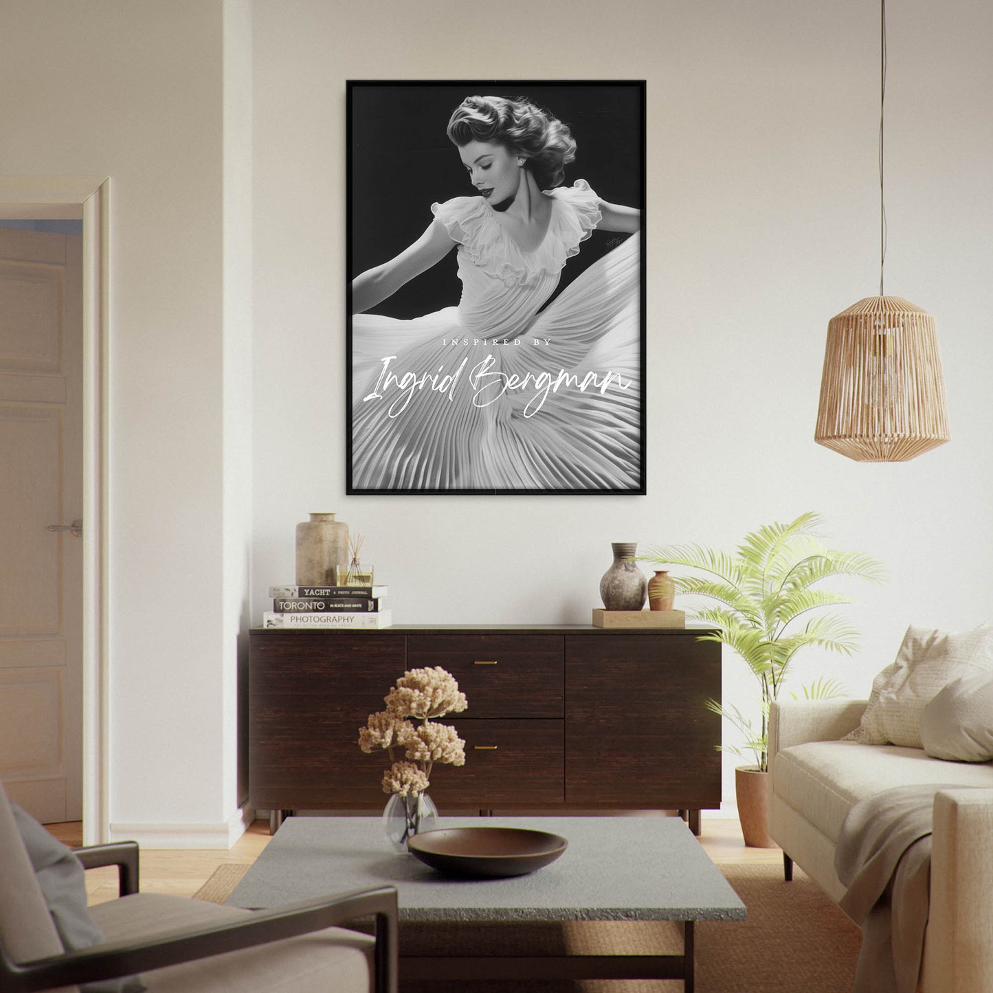 »Ingrid Bergman In White Chiffon Gown« poster