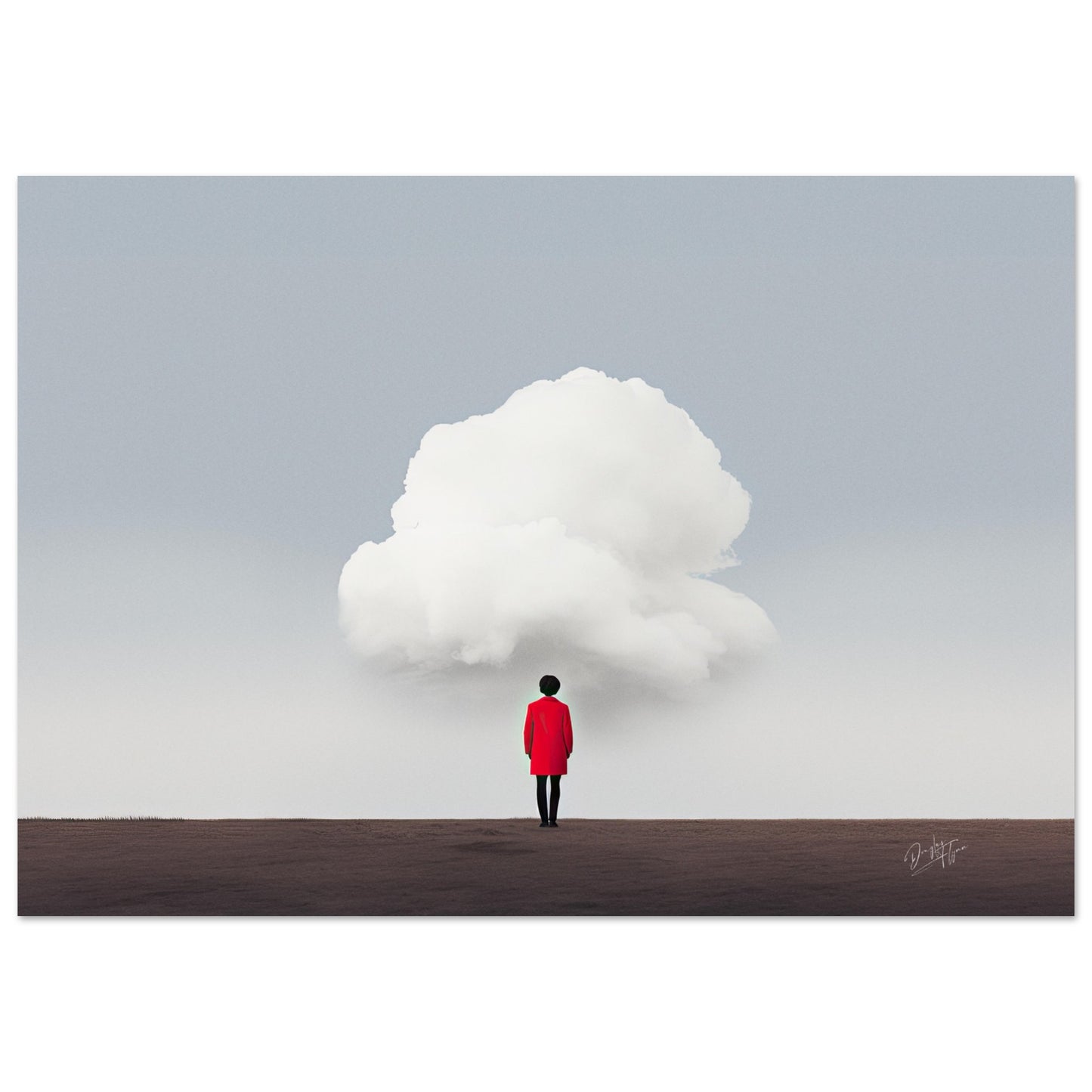 Woman dressed in Red Under White Cloud
