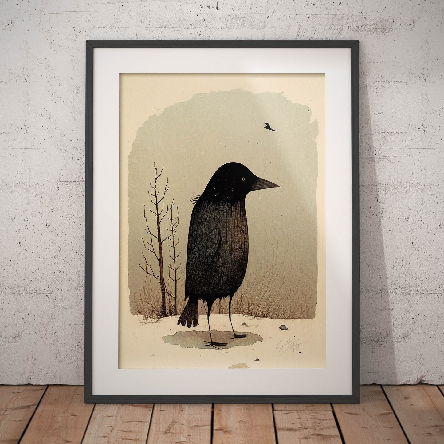 »Crow Caw And Cogitate« retro poster