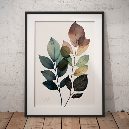 »Brushstrokes of Leaf Bliss« retro poster