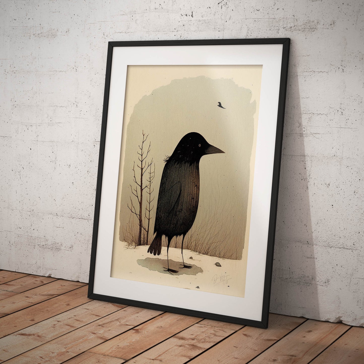 »Crow Caw And Cogitate« retro poster