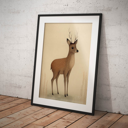 »Roe Deer Pause In Deep Thoughts« retro poster