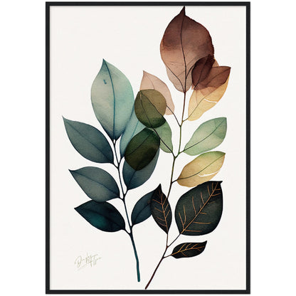 »Brushstrokes of Leaf Bliss« retro poster