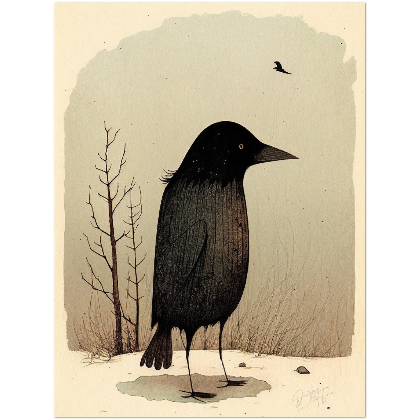 »Crow Caw And Cogitate« retro poster