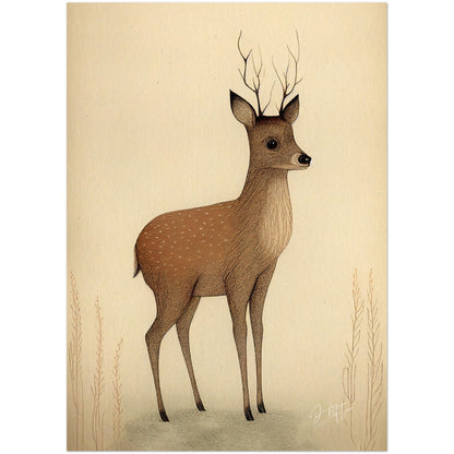 »Roe Deer Pause In Deep Thoughts« retro poster