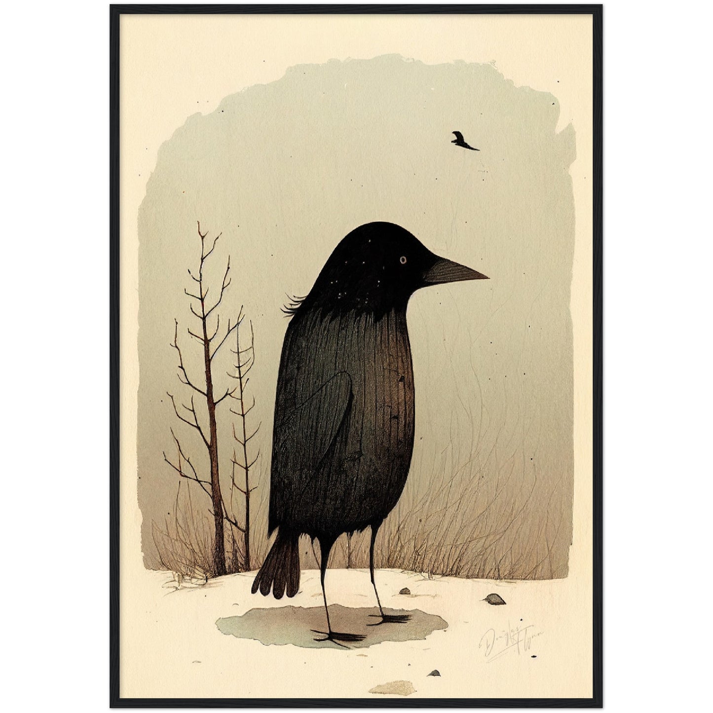 »Crow Caw And Cogitate« retro poster