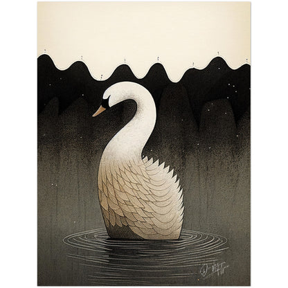 »Swan Float And Brood« retro poster