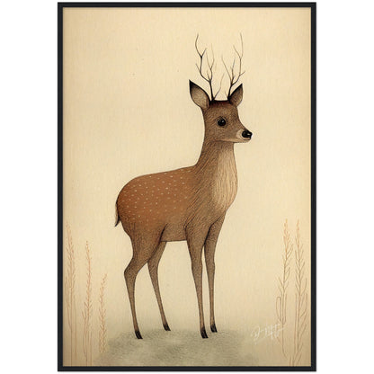 »Roe Deer Pause In Deep Thoughts« retro poster