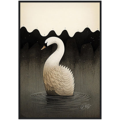 »Swan Float And Brood« retro poster