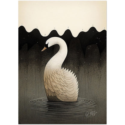 »Swan Float And Brood« retro poster