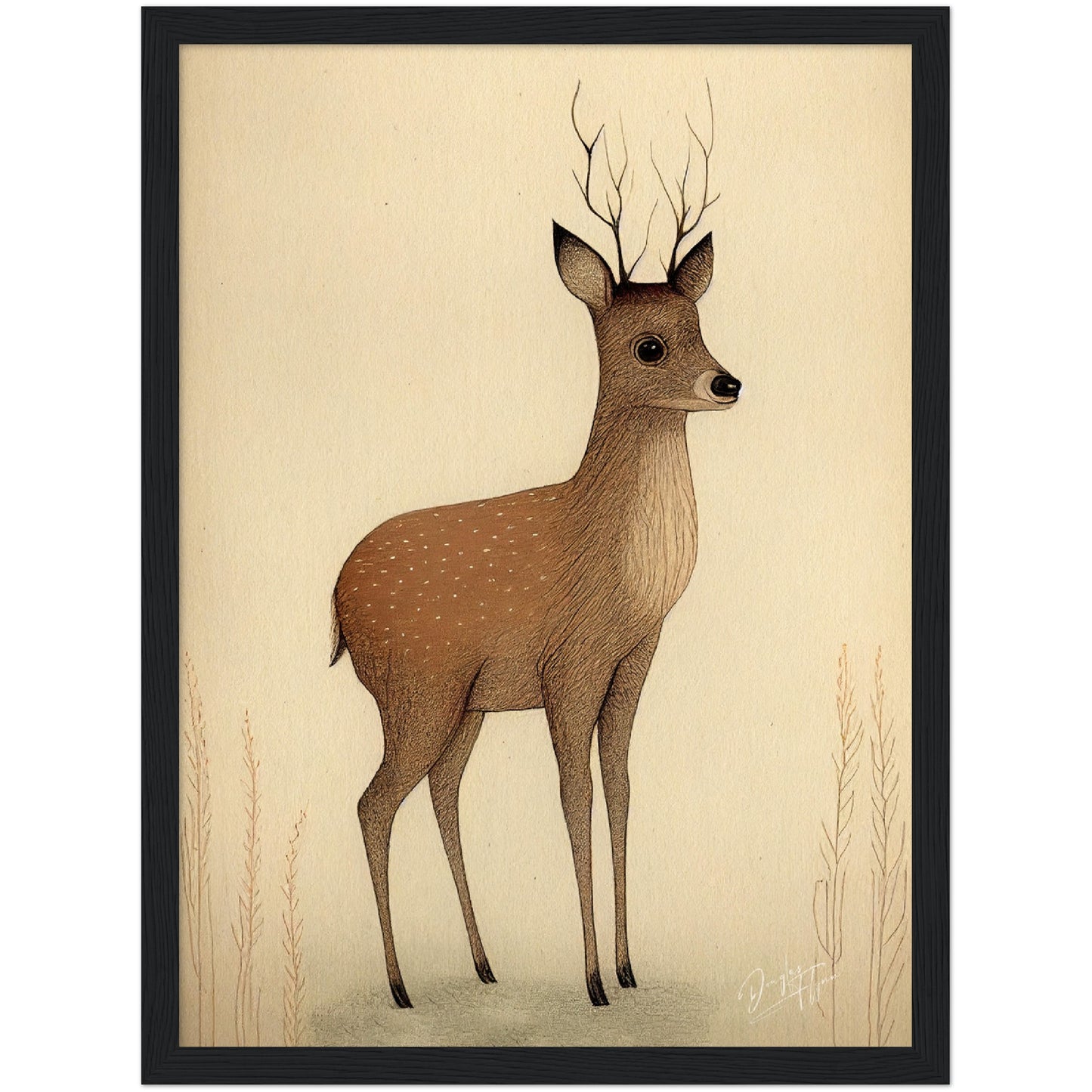 »Roe Deer Pause In Deep Thoughts« retro poster