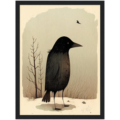 »Crow Caw And Cogitate« retro poster