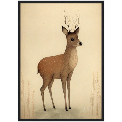 »Roe Deer Pause In Deep Thoughts« retro poster