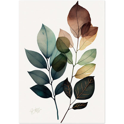 »Brushstrokes of Leaf Bliss« retro poster