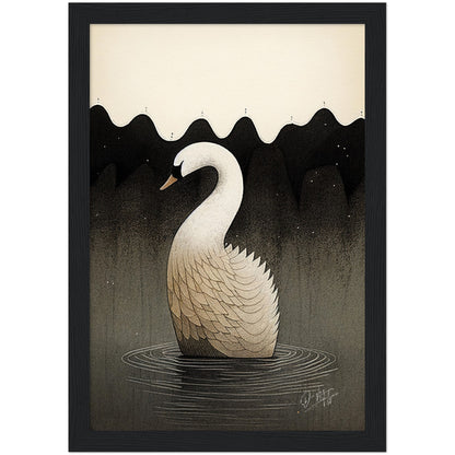 »Swan Float And Brood« retro poster