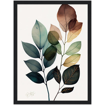 »Brushstrokes of Leaf Bliss« retro poster