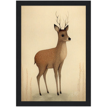 »Roe Deer Pause In Deep Thoughts« retro poster